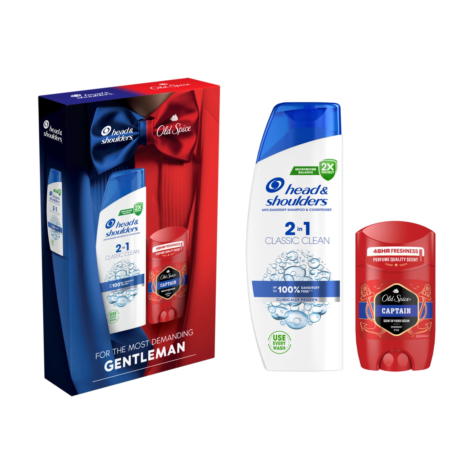 Уцінка! Подарунковий набір чоловічий Head &amp; Shoulders (шампунь Head &amp; Shoulders 2 в 1 Classic Clean, 330 мл + дезодорант-стік Old Spice Captain, 50 мл)